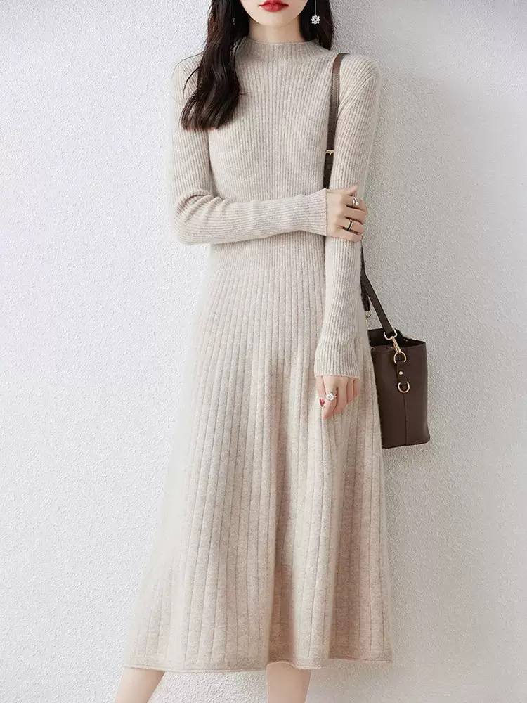 Women's Ribbed Knit Long Sleeve Maxi Dress
