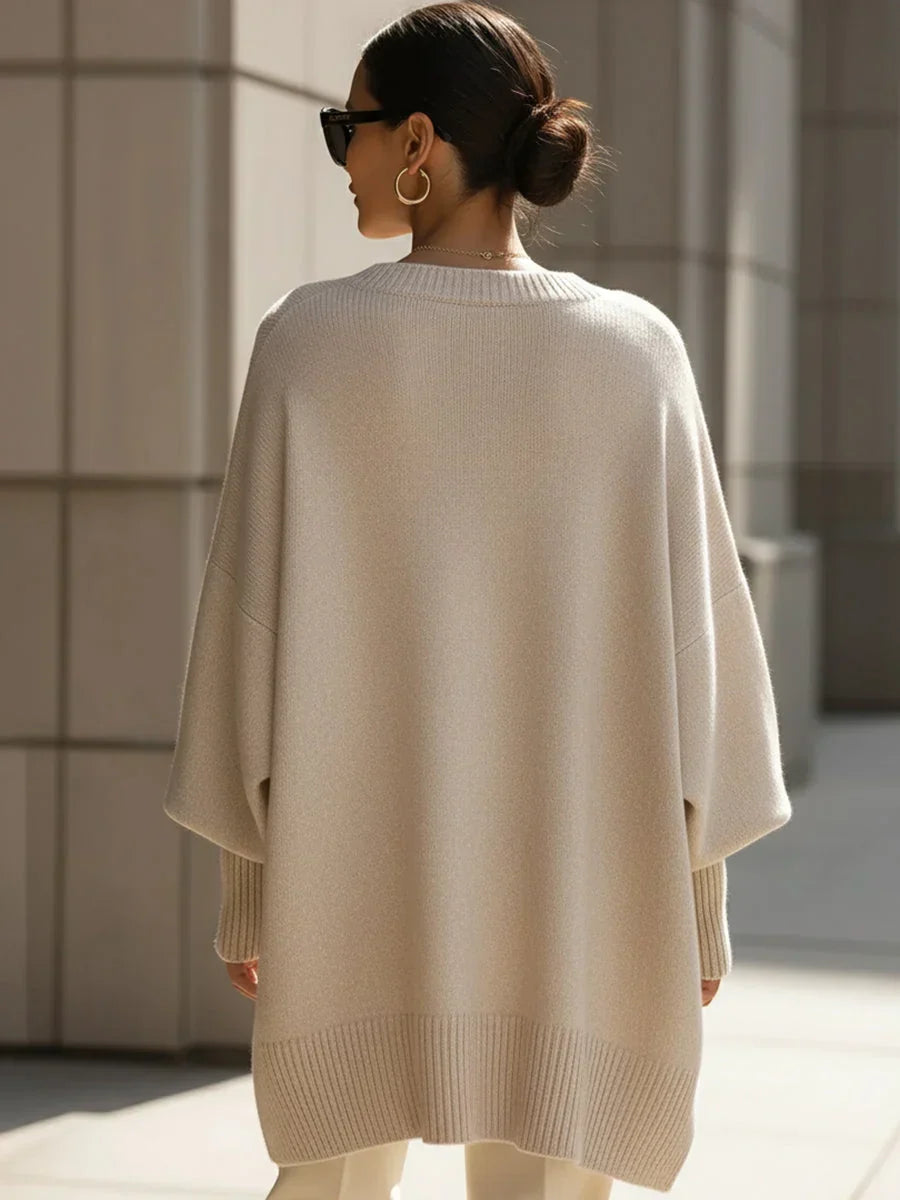 Women's Oversized Batwing Knit Poncho
