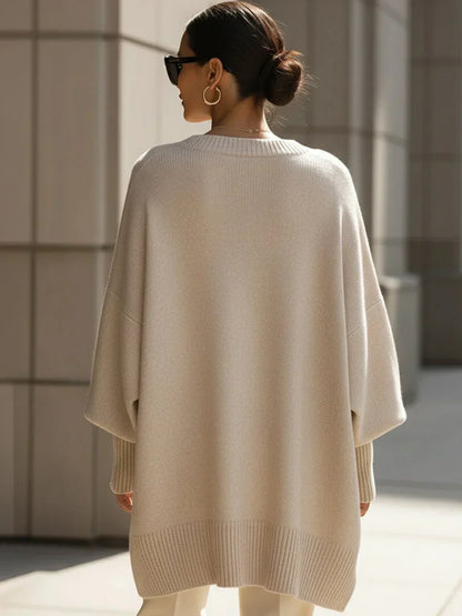 Women's Oversized Batwing Knit Poncho