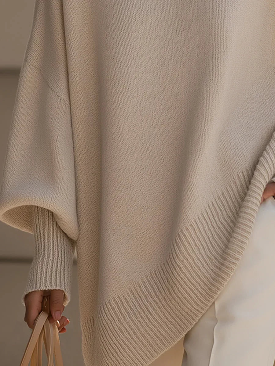 Women's Oversized Batwing Knit Poncho
