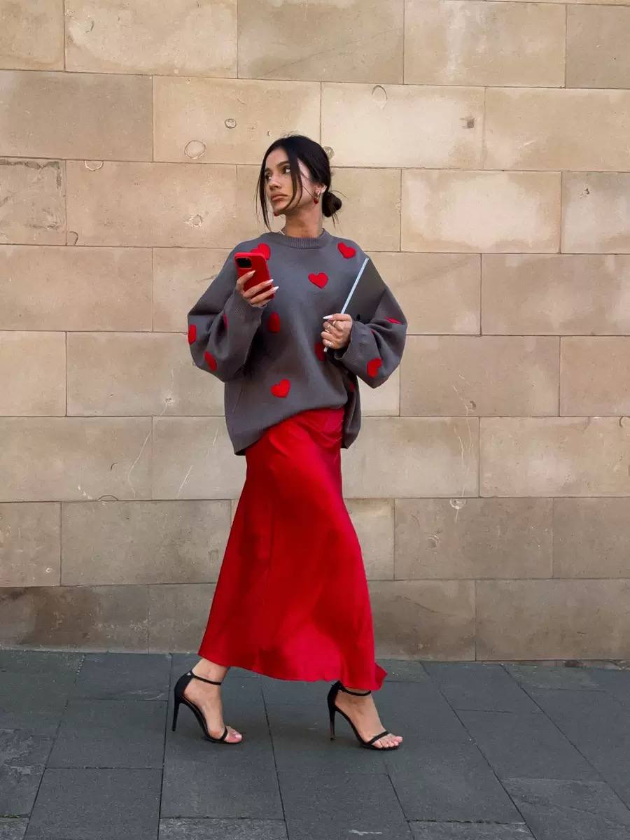 Women's Heart Oversized Sweater