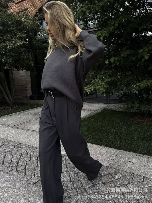 Women's Oversized Crew Neck Knit Sweater