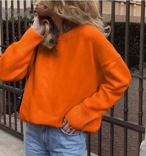Women's Oversized Crew Neck Knit Sweater
