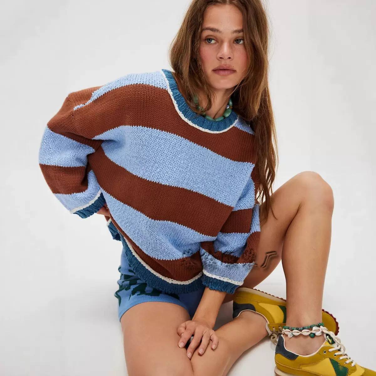 Women's Oversized Striped Knit Sweater