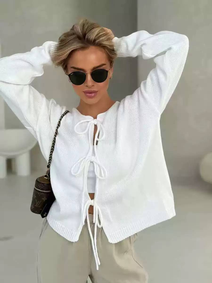Women's Bow Tie Front Knit Sweater