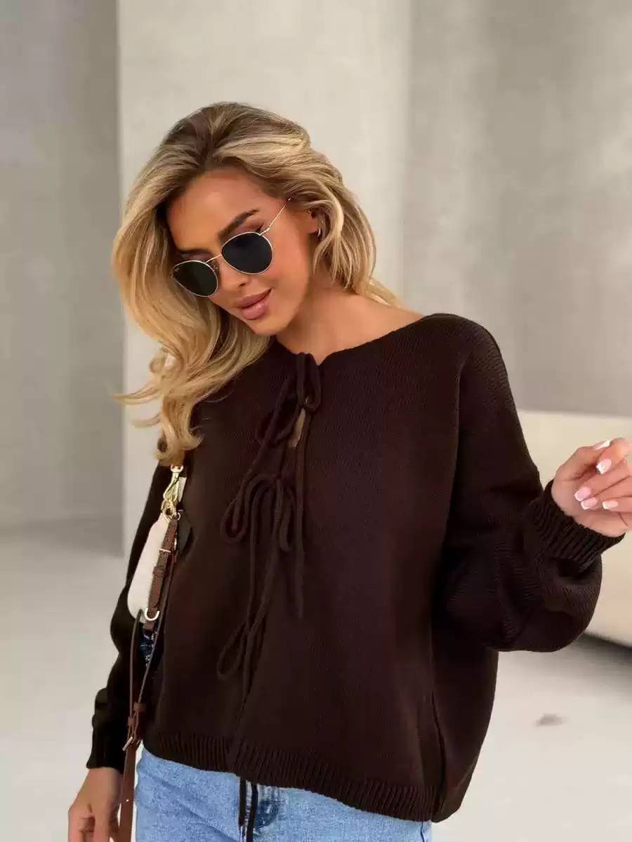 Women's Bow Tie Front Knit Sweater
