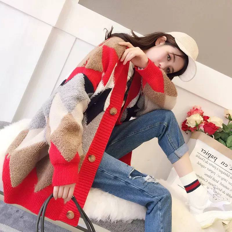 Women's Round Neck Oversized Knit Long Cardigan