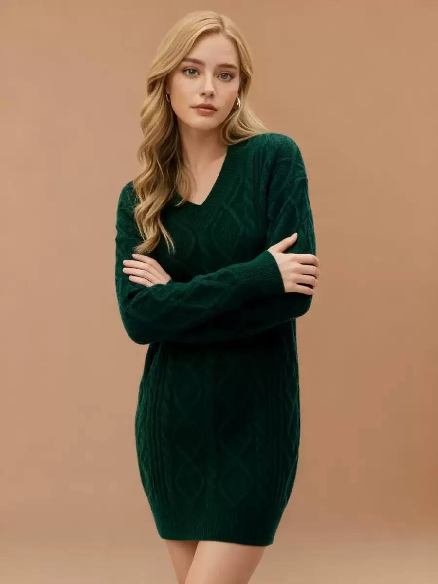 Women's Cable Knit Sweater Mini Dress