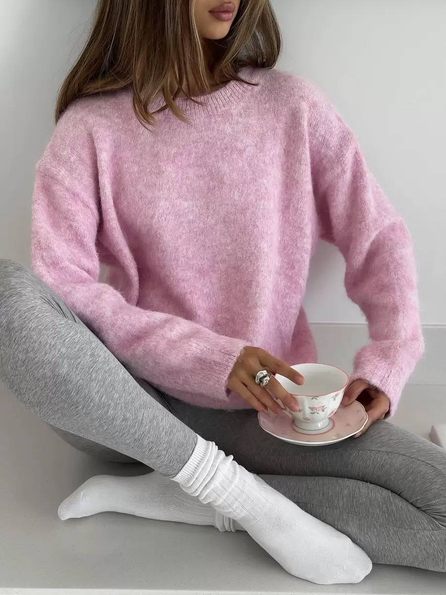 Women's Soft Crew Neck Cashmere Fluffy Sweater