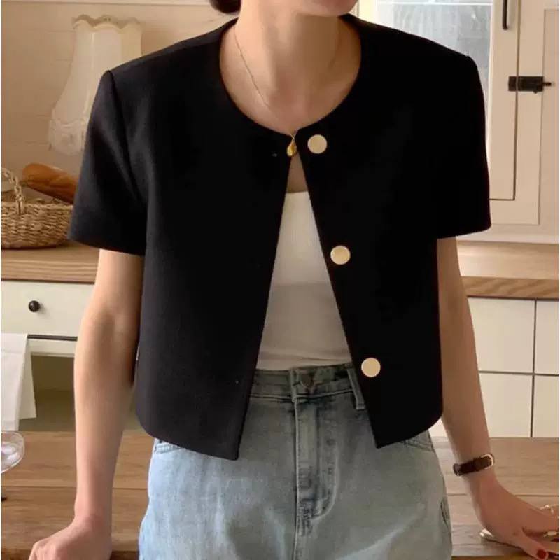 Women's Short Sleeve Cotton Cropped Jacket