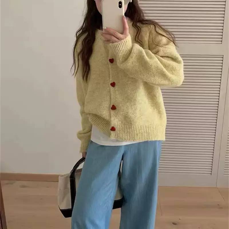 Women's Heart Button Knit Cardigan