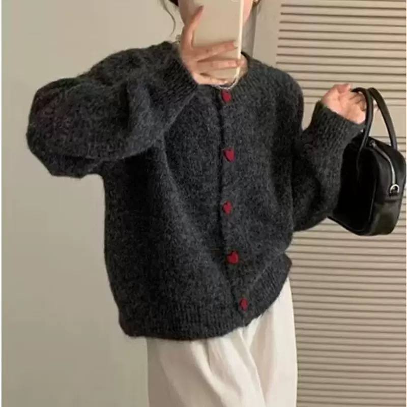 Women's Heart Button Knit Cardigan