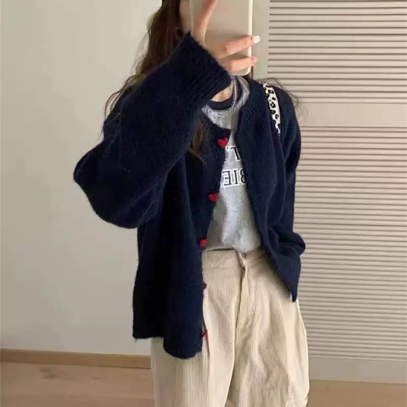 Women's Heart Button Knit Cardigan