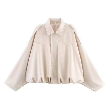 Women's Oversized Faux Suede Bomber Jacket