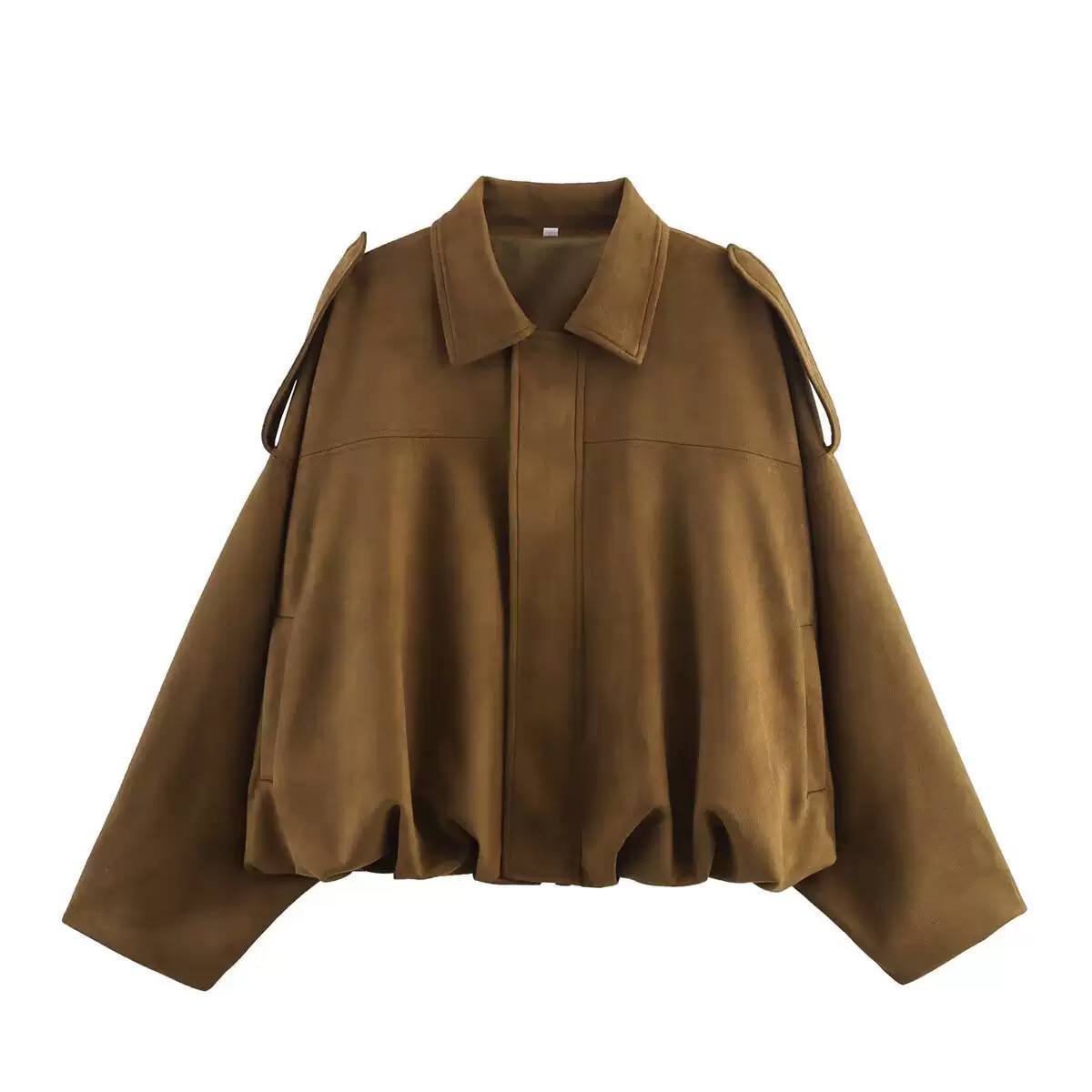 Women's Oversized Faux Suede Bomber Jacket