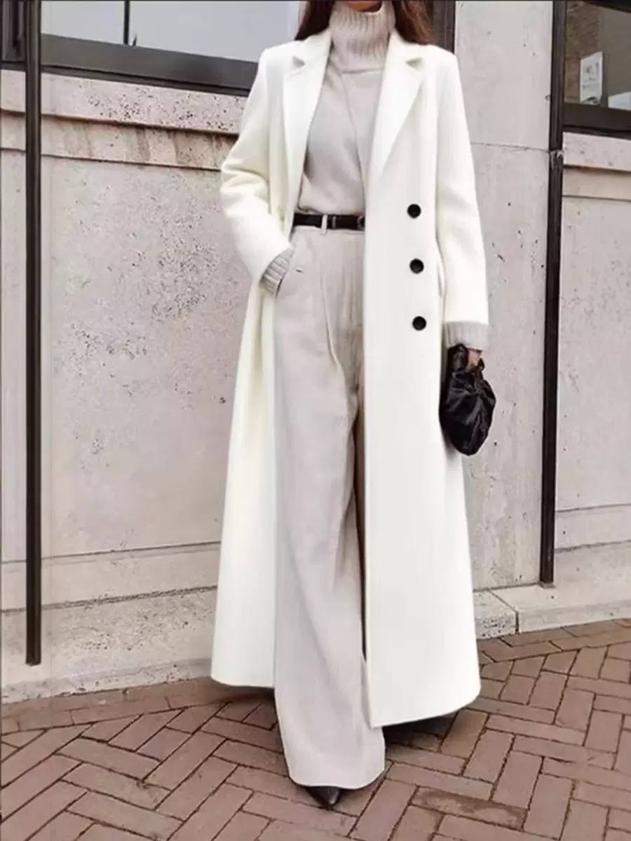 Women's Double Breasted Long Wool Coat
