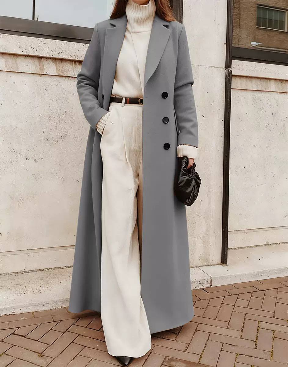 Women's Double Breasted Long Wool Coat