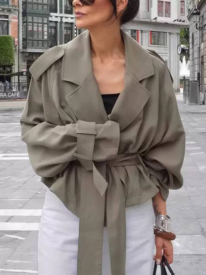 Women's Belted Wrap Cropped Blazer