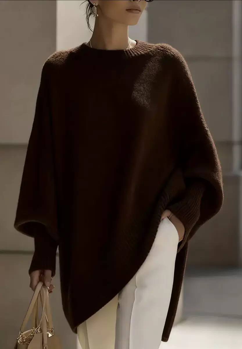 Women's Oversized Batwing Knit Poncho
