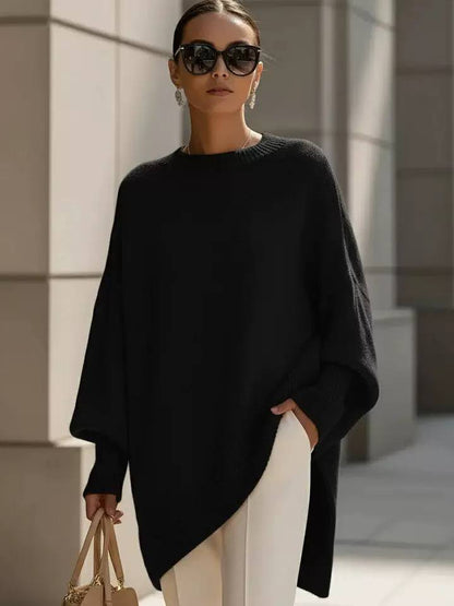 Women's Oversized Batwing Knit Poncho