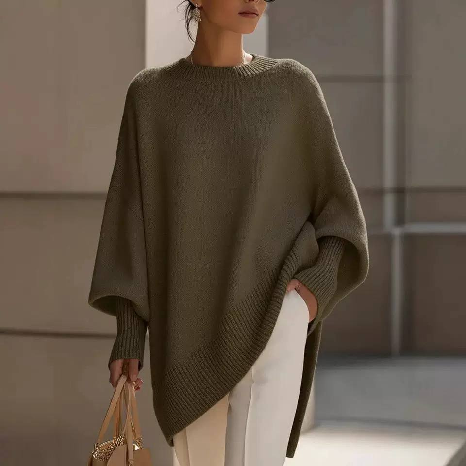 Women's Oversized Batwing Knit Poncho