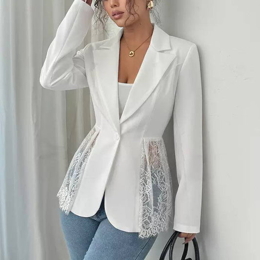 Women's Long Sleeve Lace Panel Blazer