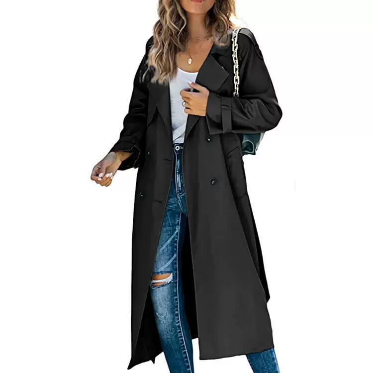 Women’s Classic Long Double-Breasted Trench Coat