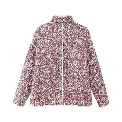 Women’s Floral Long Sleeve Zip-Up Jacket with Pockets