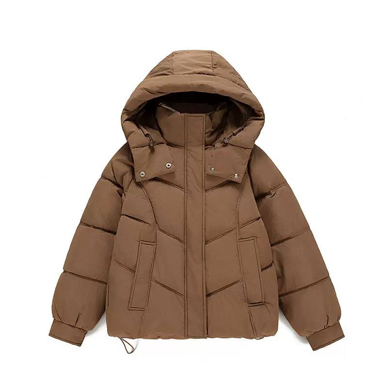 Puffer Jacket – Quilted Design, Snap Button Front, Oversized Hood & Relaxed Fit