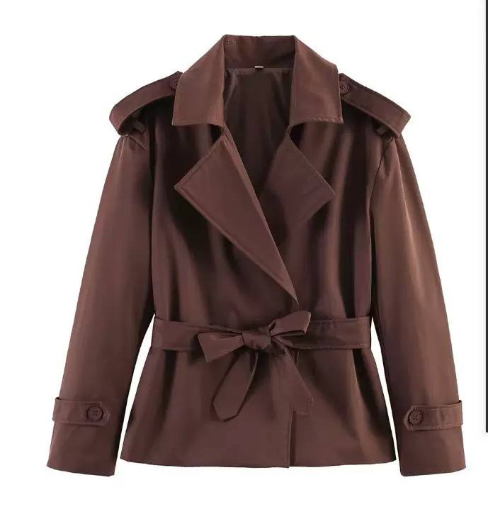 Belted Trench Jacket Long Sleeve Coat with Wide Lapels