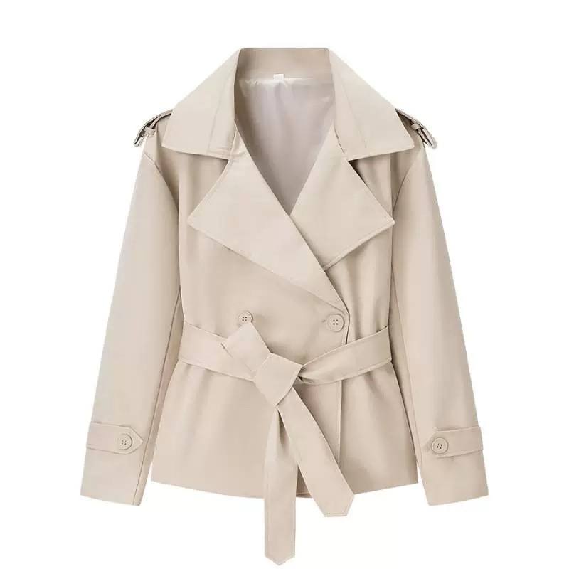 Belted Trench Jacket Long Sleeve Coat with Wide Lapels