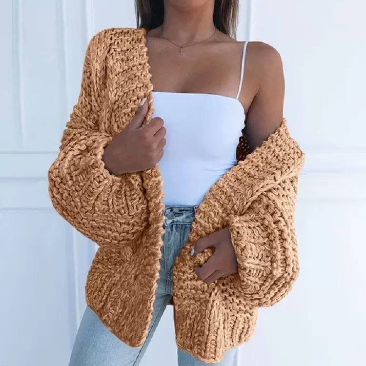 Chunky Knit Cardigan – Oversized Balloon Sleeve
