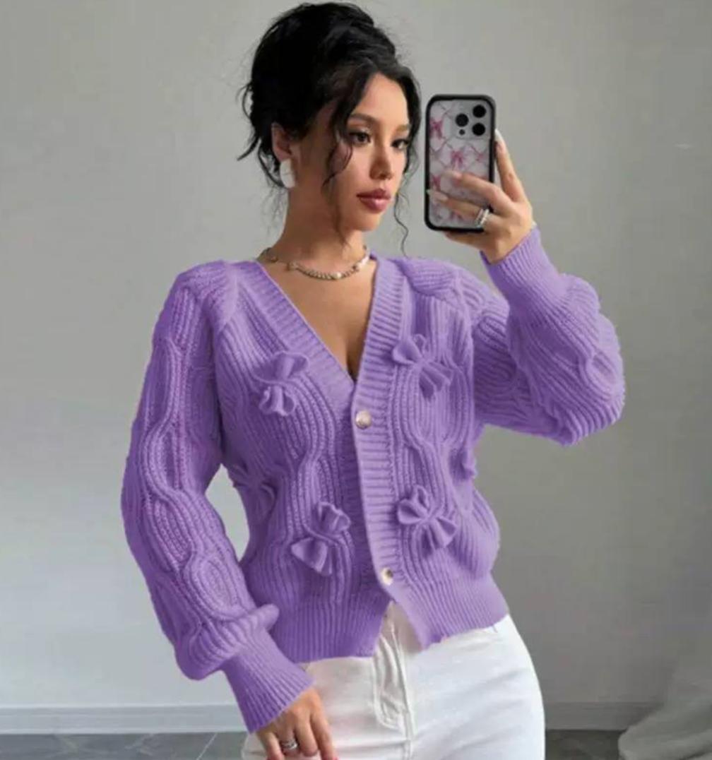 Women's Bow Detail Knit Cardigan