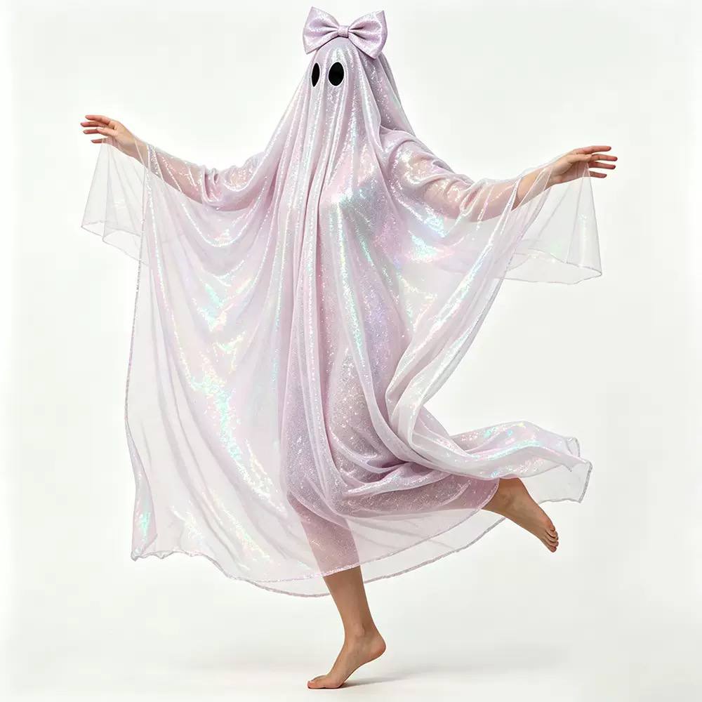 Rosalie Shimmering Hooded Ghost Cape Costume