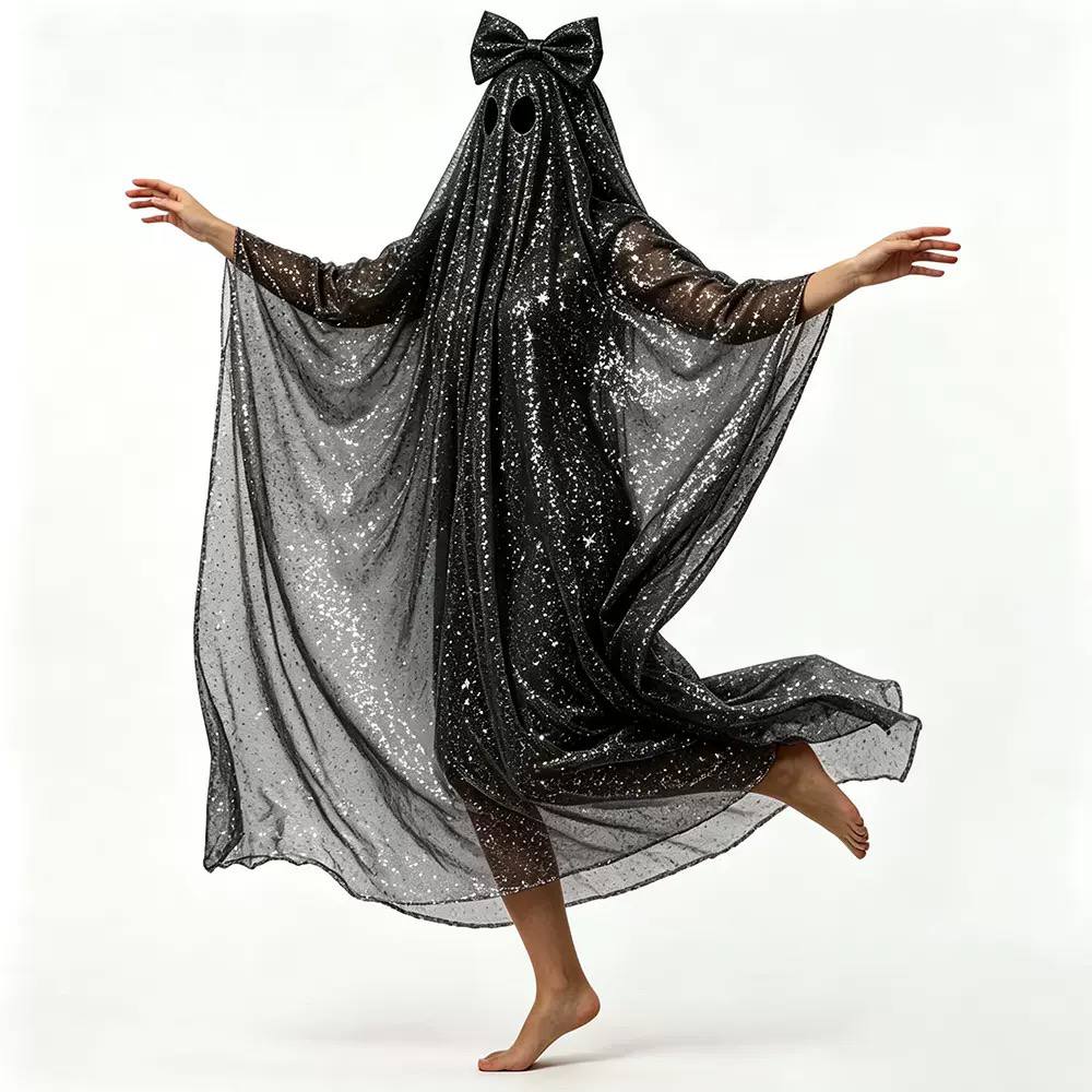 Rosalie Shimmering Hooded Ghost Cape Costume