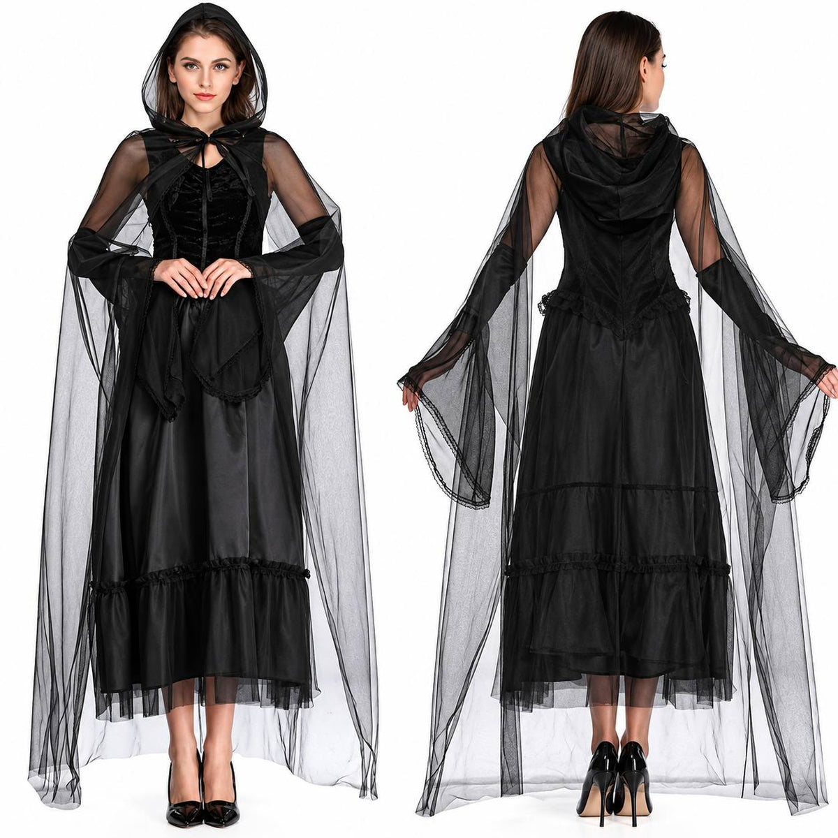 Shadow Wing Gothic Costume Dress - Black