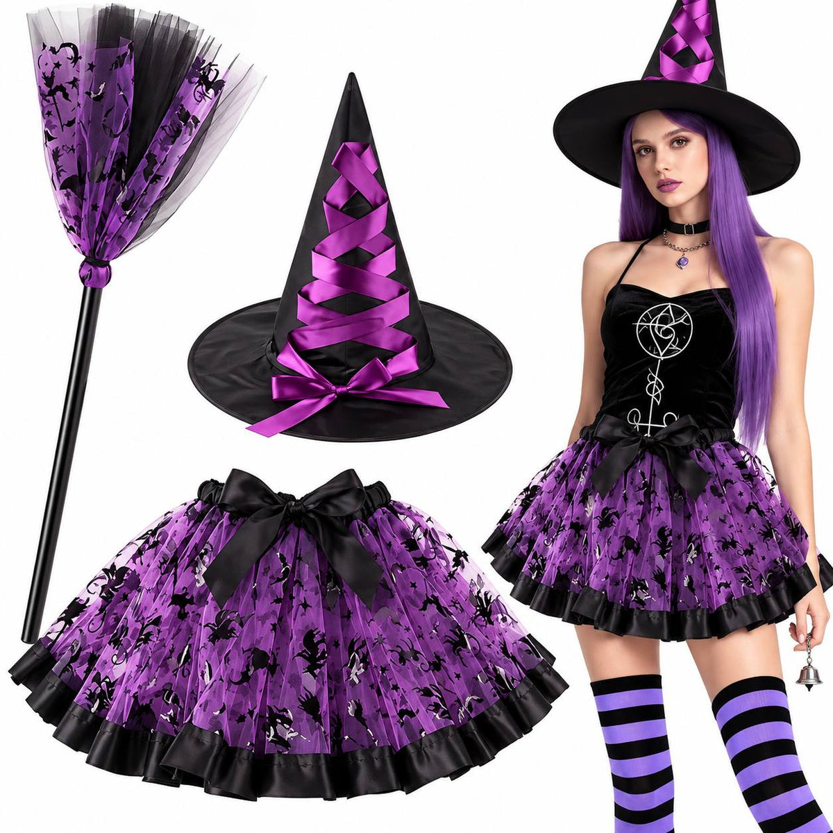 Enchanted Coven Witch Accessory Ensemble - Purple