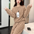 Dog Motif Pajama Set With Raised Texture – Beige
