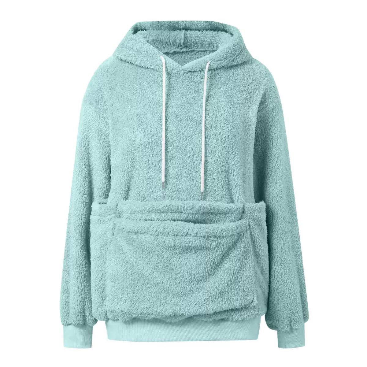 Long-Sleeve Pullover Hoodie With Oversized Pouch Pocket – Mint Green